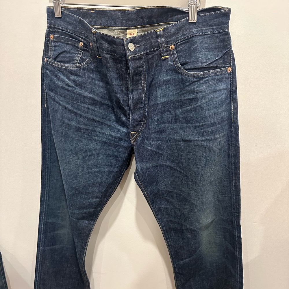 RRL Mens Low Straight red line Selvedge Blue Jeans